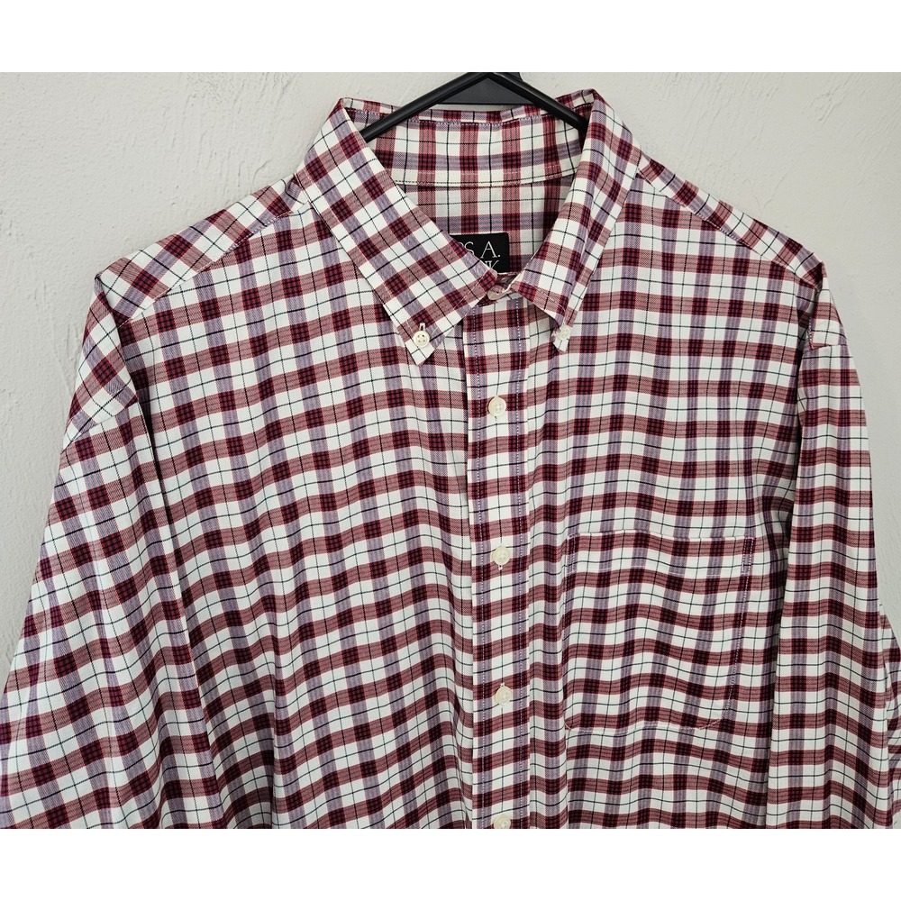 Jos. A. Bank Travelers Collection Mens Long Sleeve Shirt‎ Size Large Red White